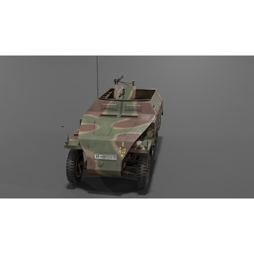 Sd Kfz 250-1 Neu Halftrack 3D Model – Low Poly Game Asset, FBX, Blender - View 28