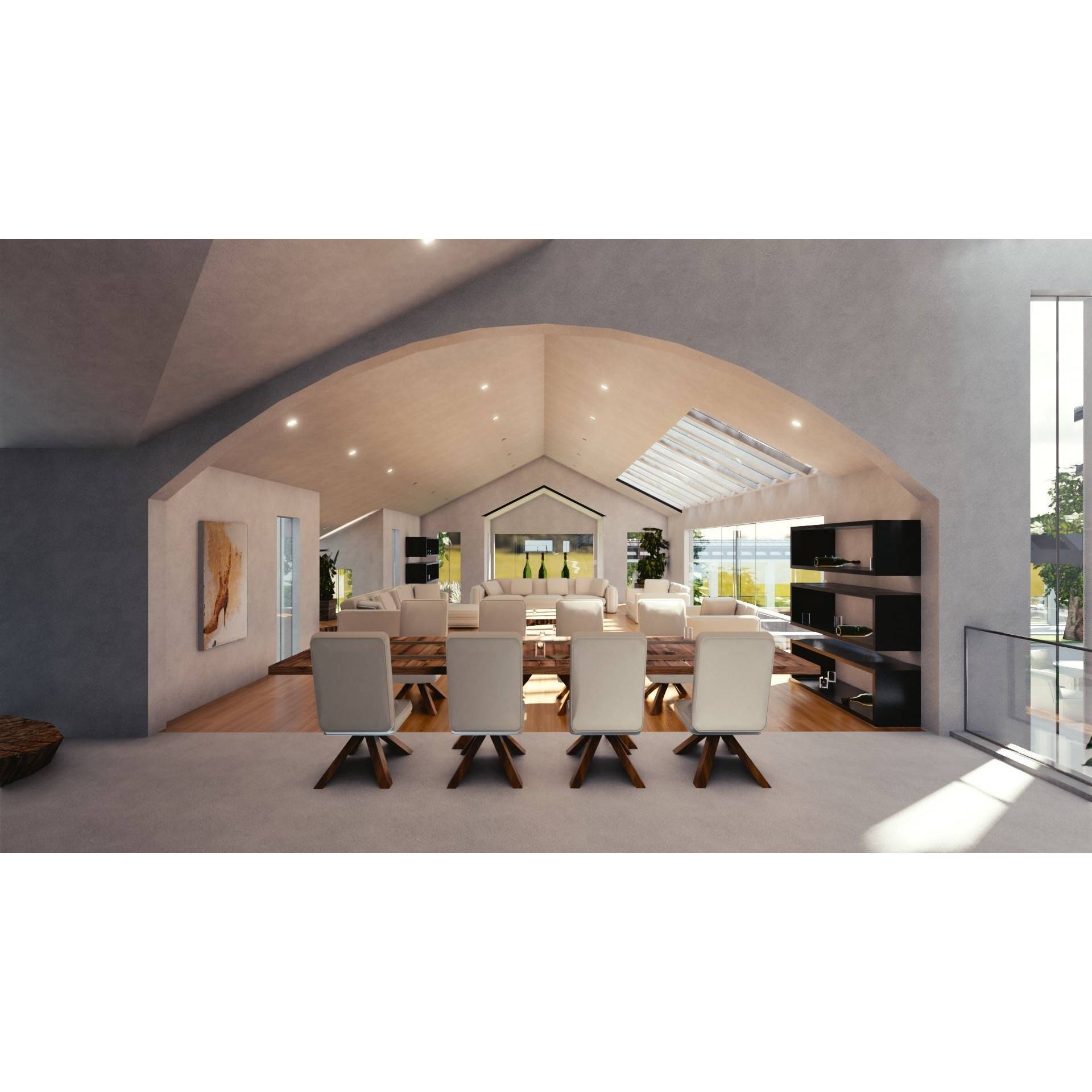 Modern Mansion - Low-Poly Game-Ready 3D Model - View 11