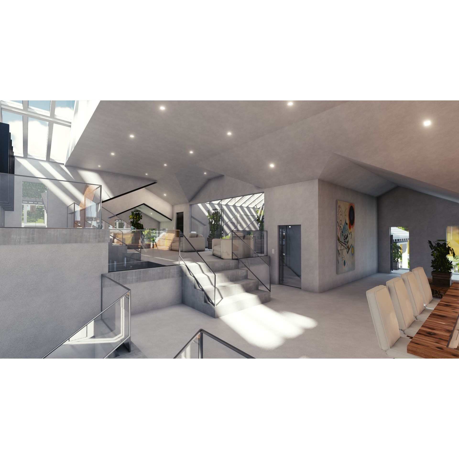 Modern Mansion - Low-Poly Game-Ready 3D Model - View 12