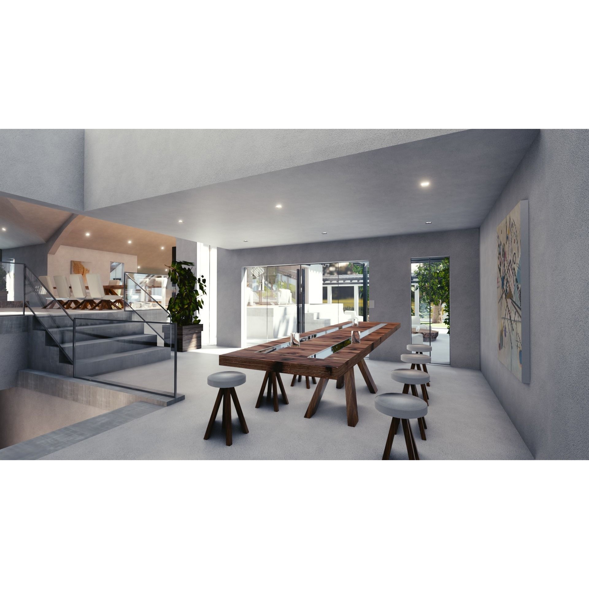 Modern Mansion - Low-Poly Game-Ready 3D Model - View 17