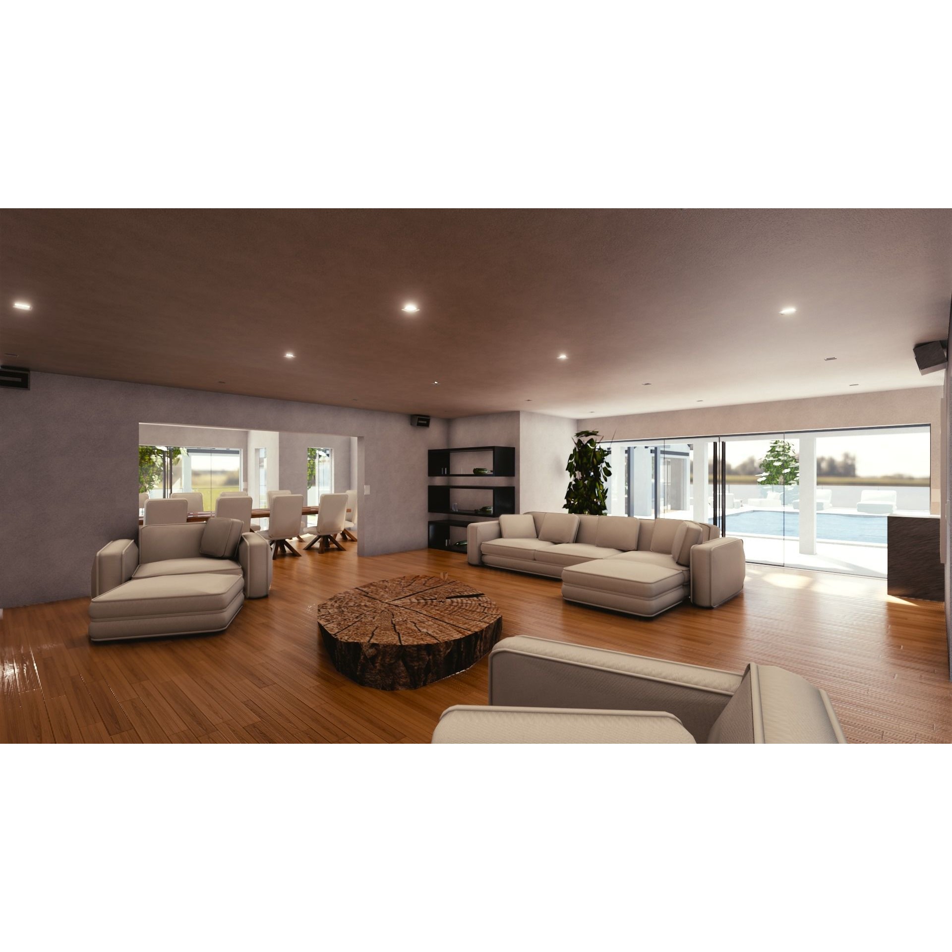 Modern Mansion - Low-Poly Game-Ready 3D Model - View 23