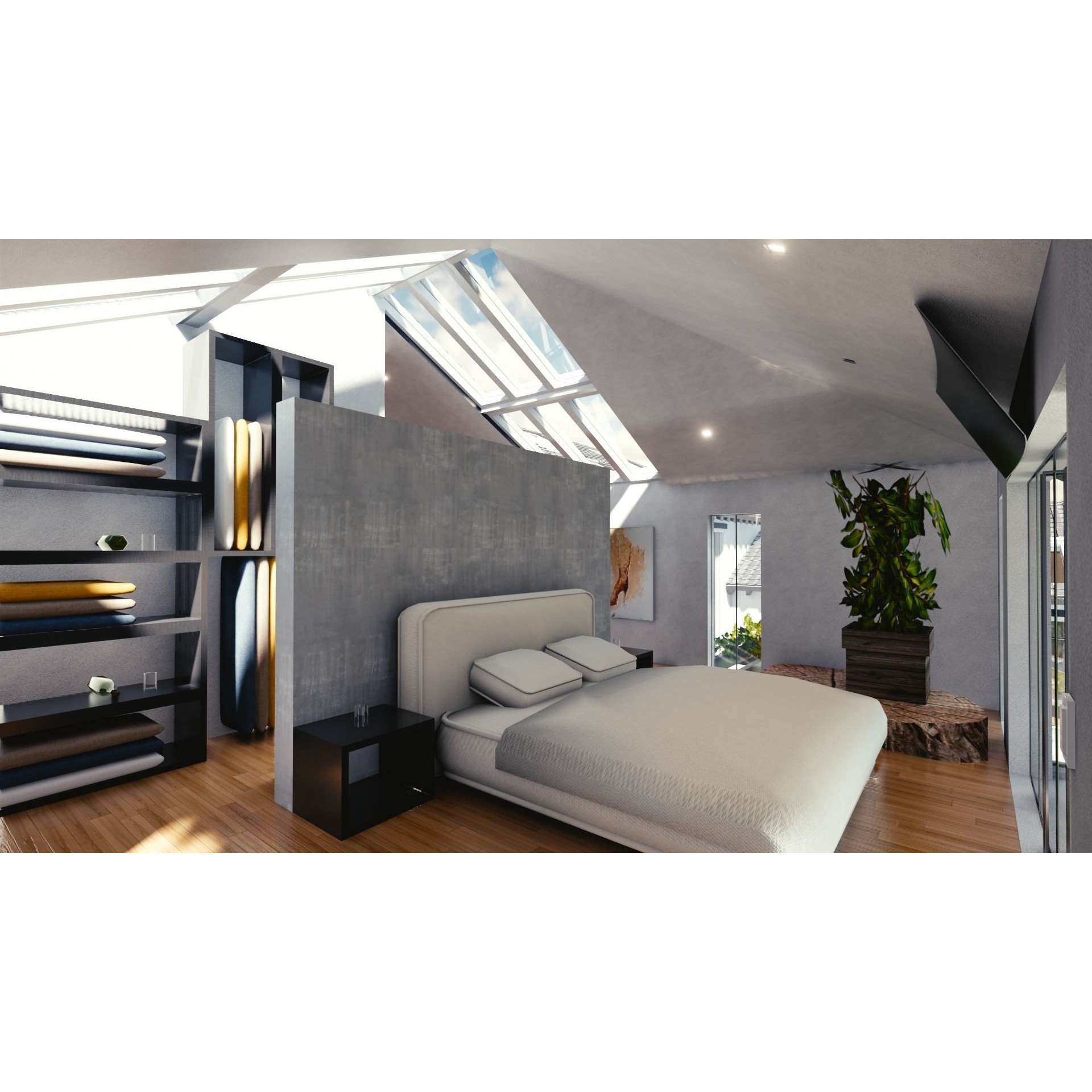 Modern Mansion - Low-Poly Game-Ready 3D Model - View 33