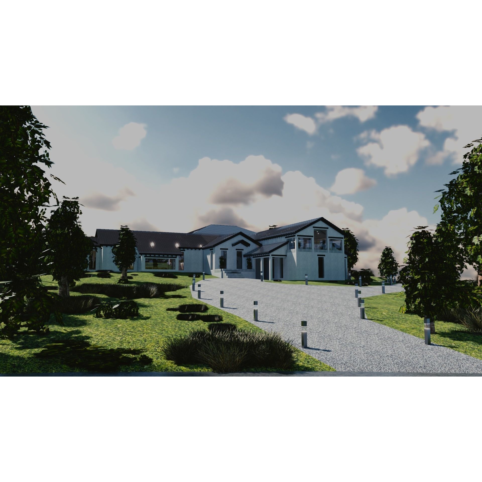 Modern Mansion - Low-Poly Game-Ready 3D Model - View 4