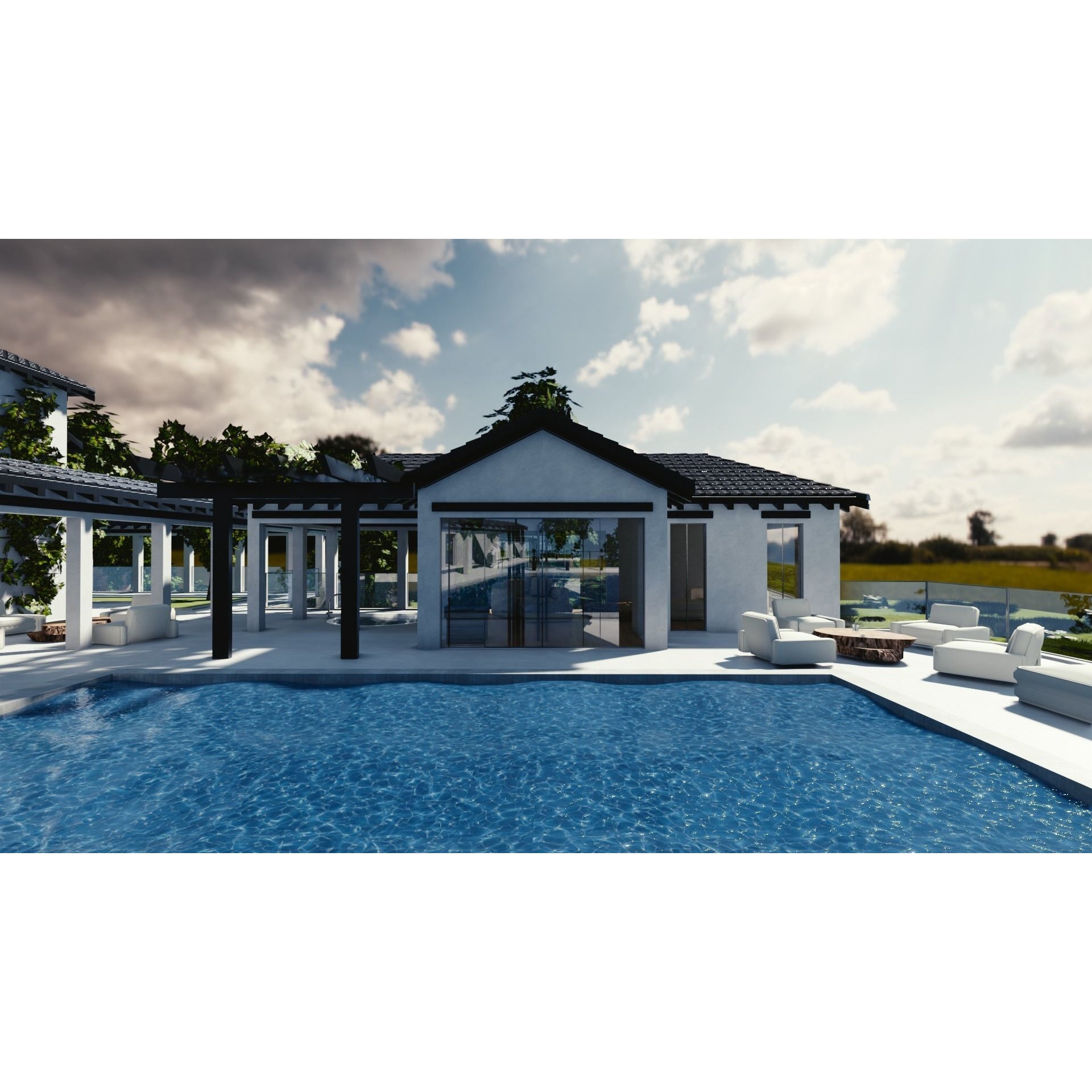 Modern Mansion - Low-Poly Game-Ready 3D Model - View 47