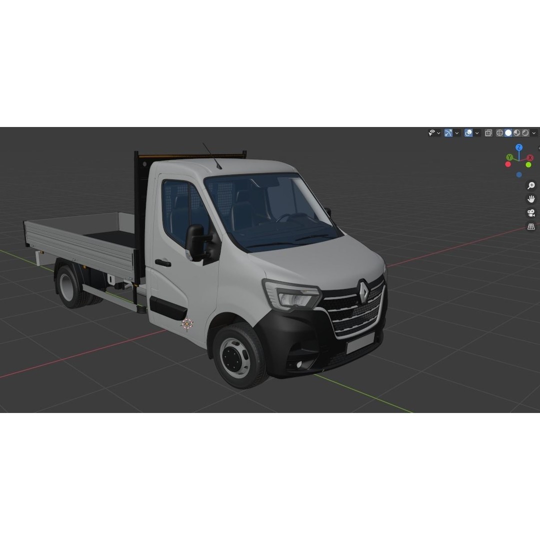 Renault Master 2020 3D Model – Flatbed RWD Commercial Truck, FBX, OBJ