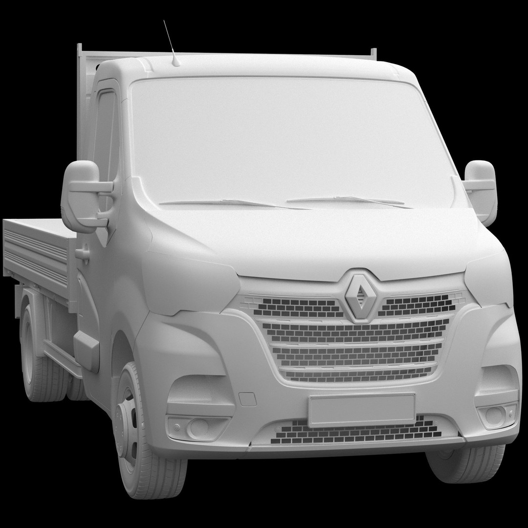 Renault Master 2020 3D Model – Flatbed RWD Commercial Truck, FBX, OBJ - View 14