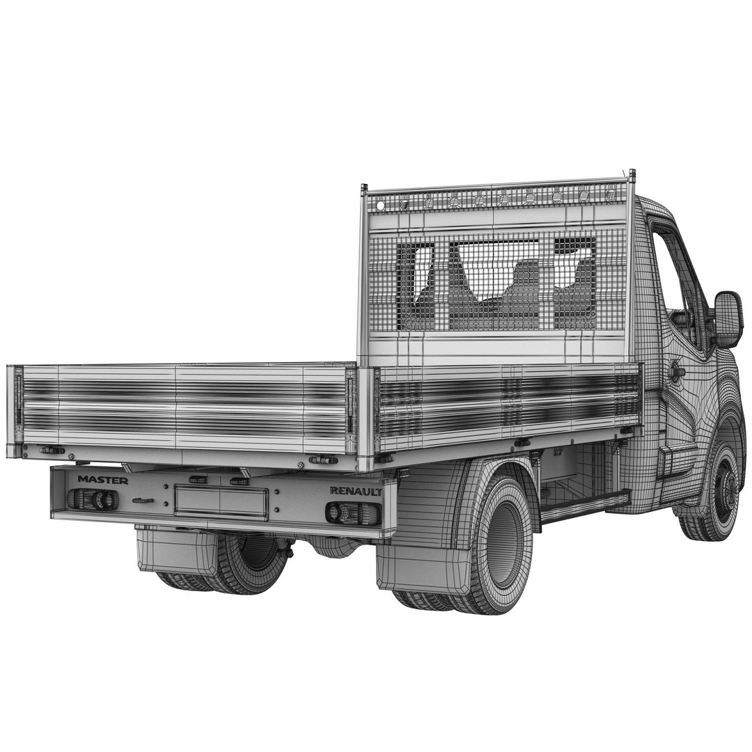 Renault Master 2020 3D Model – Flatbed RWD Commercial Truck, FBX, OBJ - View 16