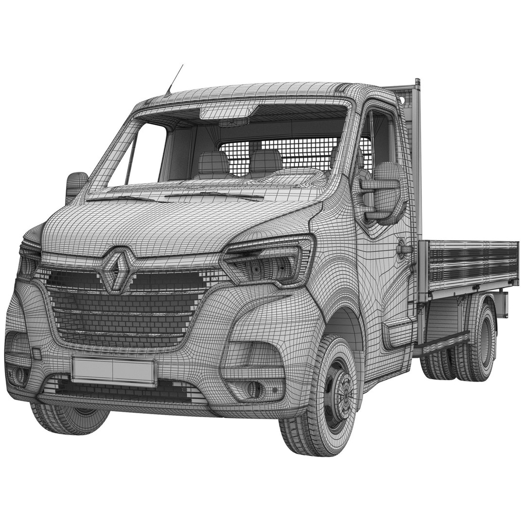 Renault Master 2020 3D Model – Flatbed RWD Commercial Truck, FBX, OBJ - View 17