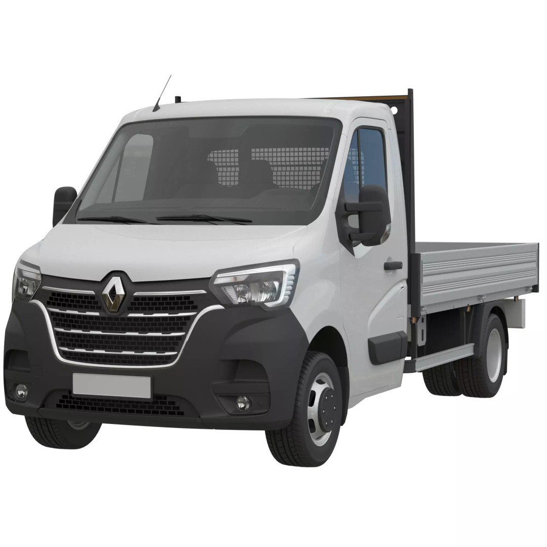 Renault Master 2020 3D Model – Flatbed RWD Commercial Truck, FBX, OBJ - View 2