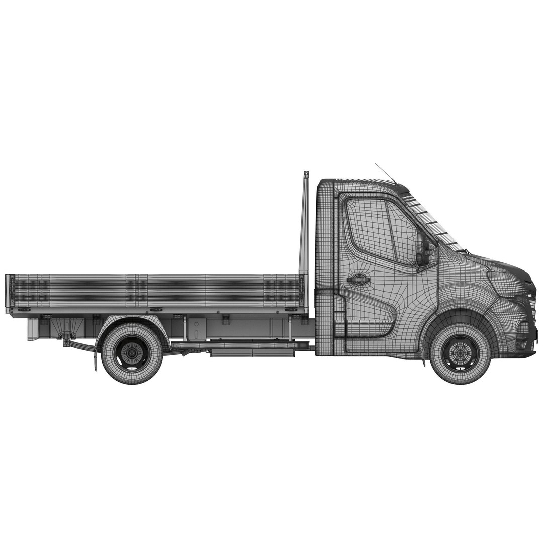 Renault Master 2020 3D Model – Flatbed RWD Commercial Truck, FBX, OBJ - View 20