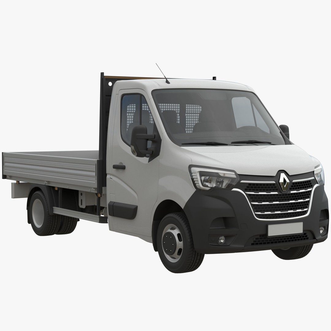 Renault Master 2020 3D Model – Flatbed RWD Commercial Truck, FBX, OBJ - View 3
