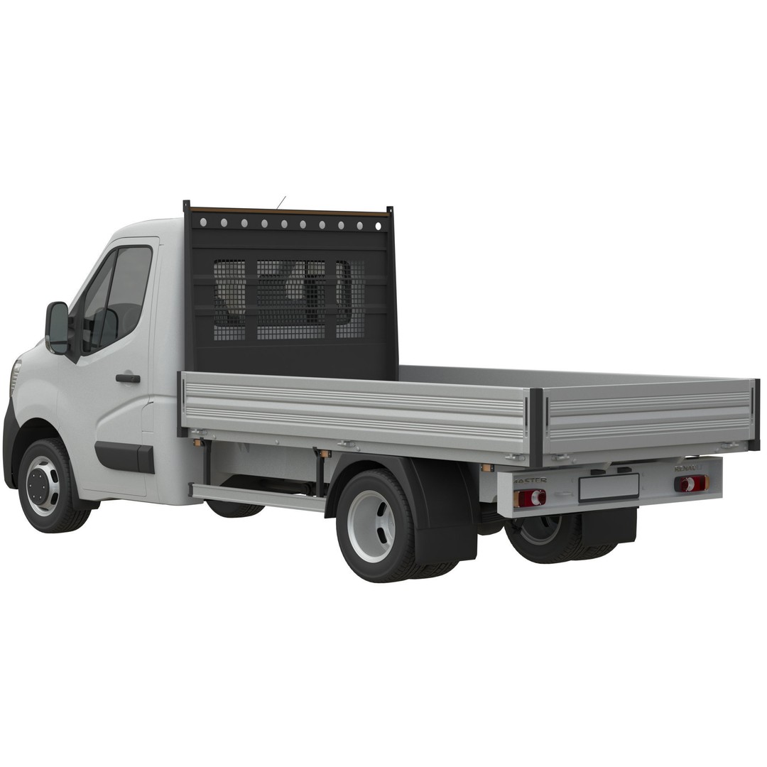 Renault Master 2020 3D Model – Flatbed RWD Commercial Truck, FBX, OBJ - View 4