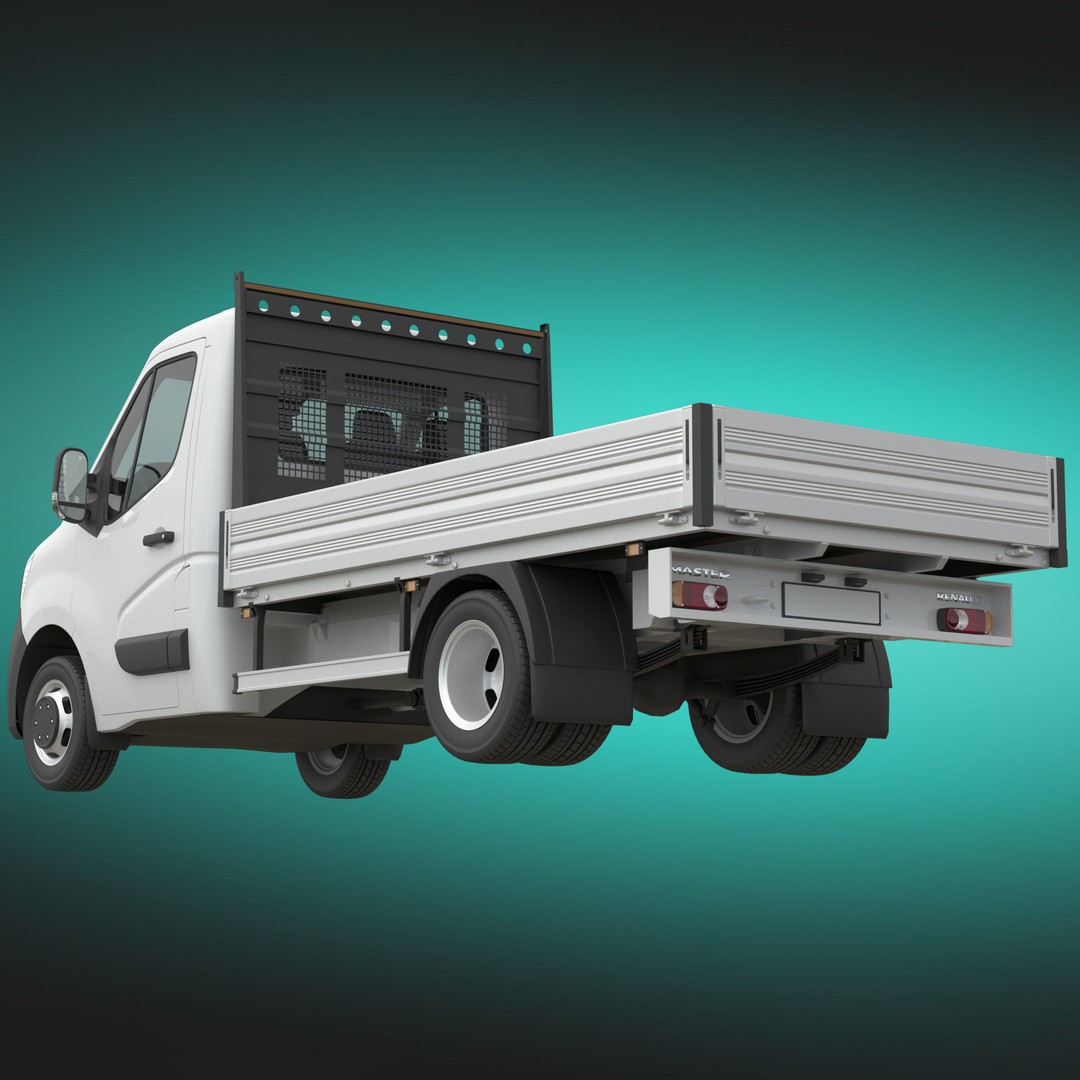Renault Master 2020 3D Model – Flatbed RWD Commercial Truck, FBX, OBJ - View 5