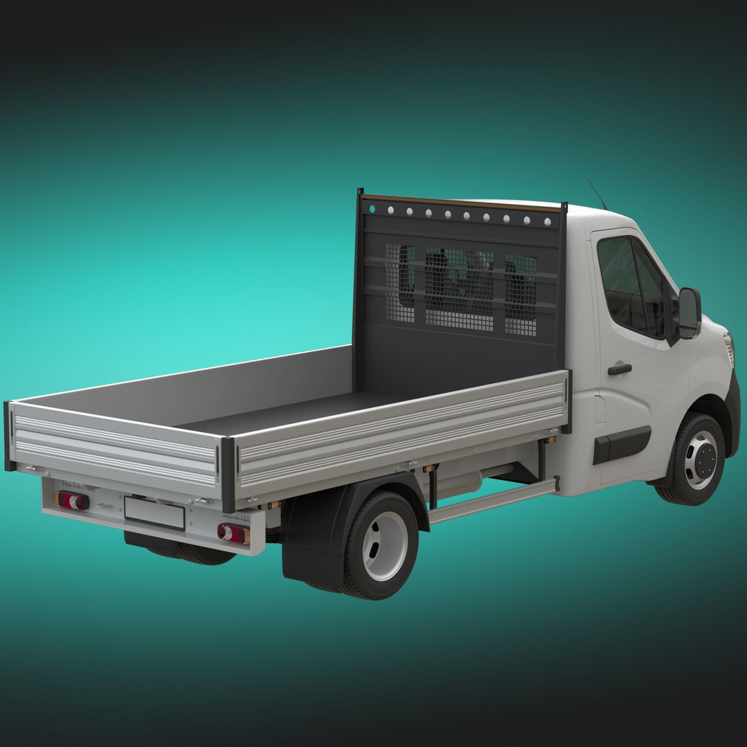Renault Master 2020 3D Model – Flatbed RWD Commercial Truck, FBX, OBJ - View 6