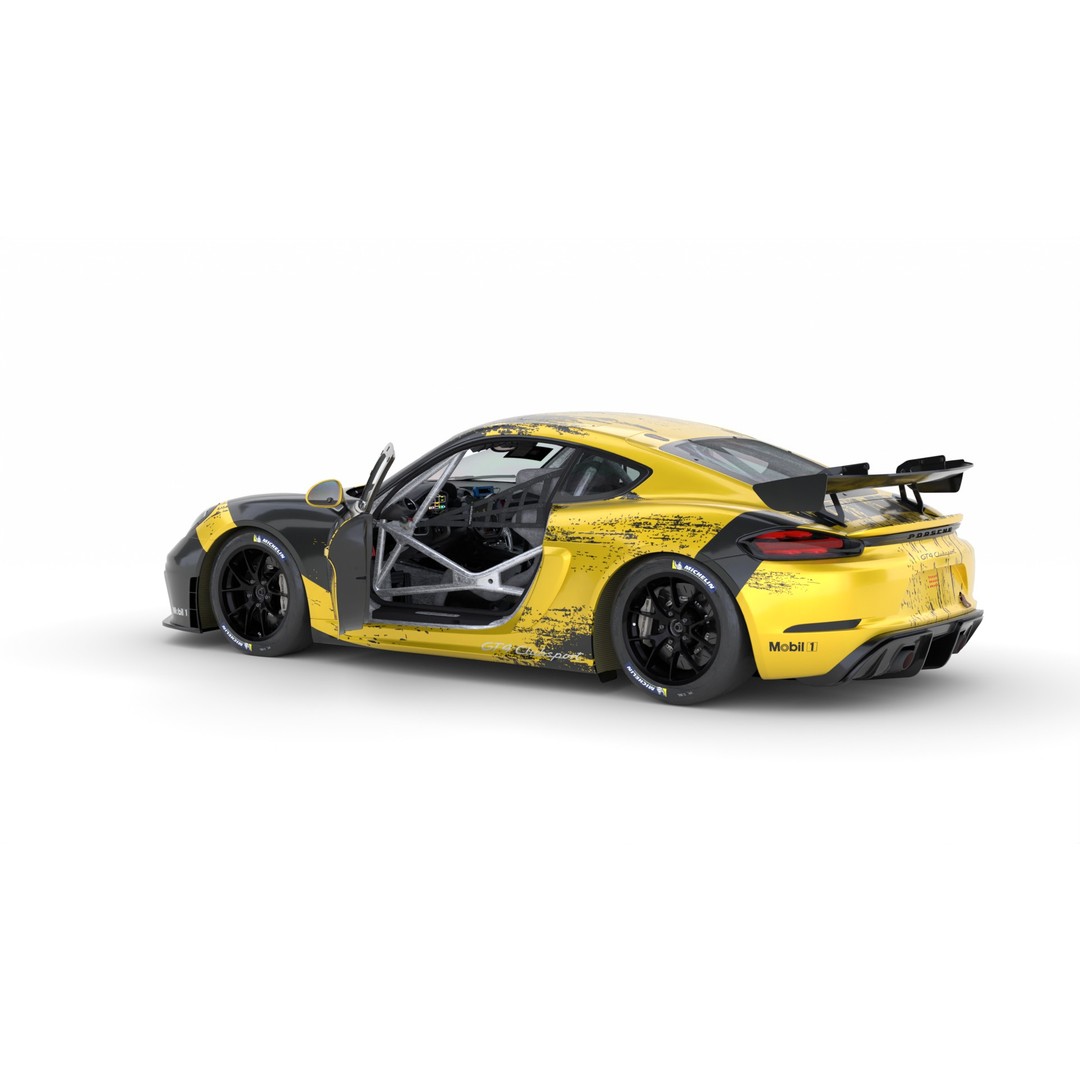 Porsche Cayman GT4 Clubsport 3D Model – High Detail Racing Asset, FBX - View 10