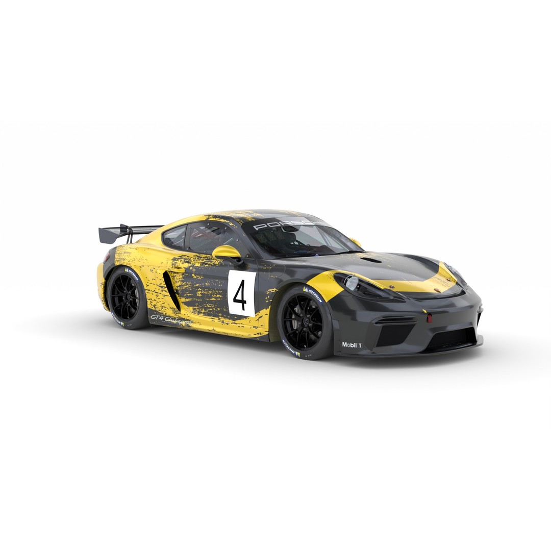 Porsche Cayman GT4 Clubsport 3D Model – High Detail Racing Asset, FBX - View 11