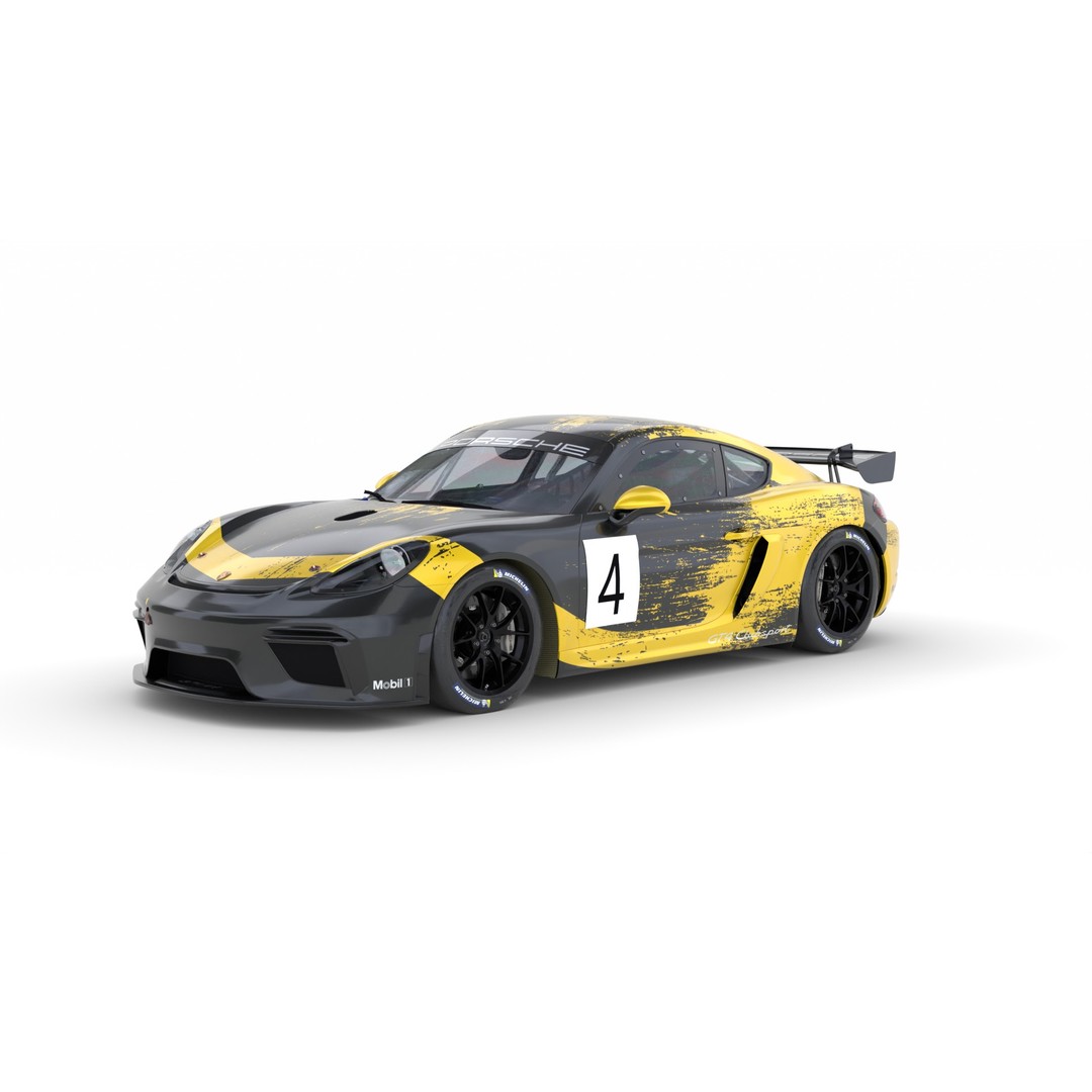 Porsche Cayman GT4 Clubsport 3D Model – High Detail Racing Asset, FBX - View 3