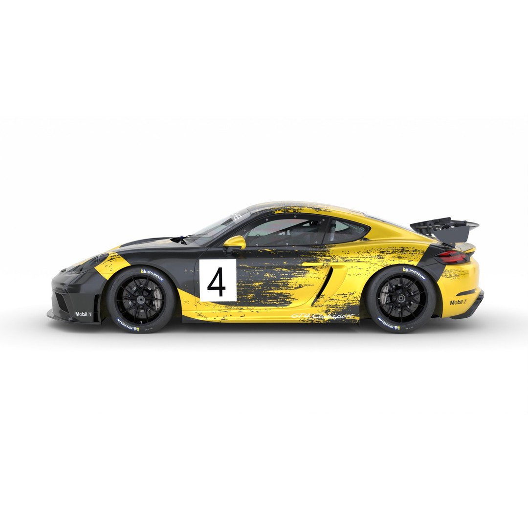 Porsche Cayman GT4 Clubsport 3D Model – High Detail Racing Asset, FBX - View 4