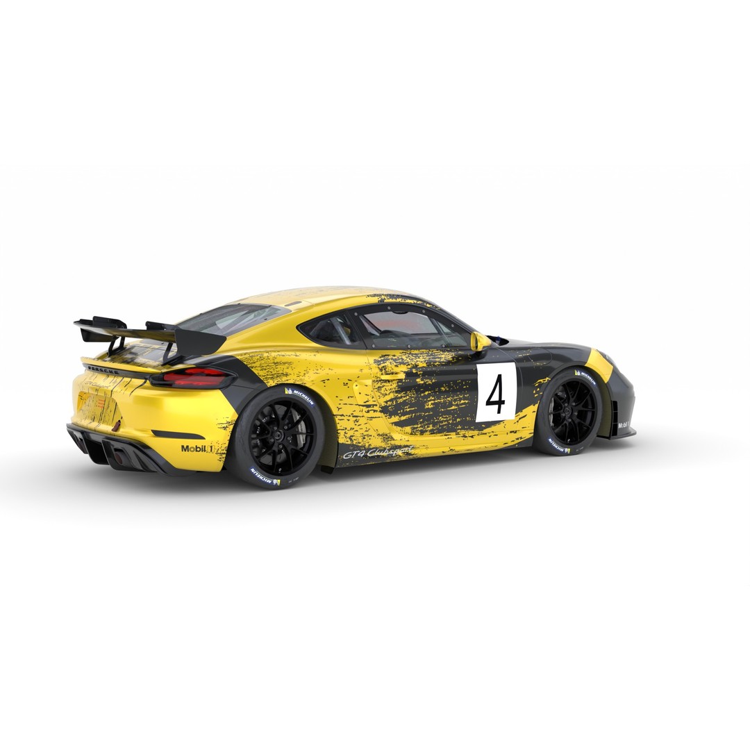 Porsche Cayman GT4 Clubsport 3D Model – High Detail Racing Asset, FBX - View 8
