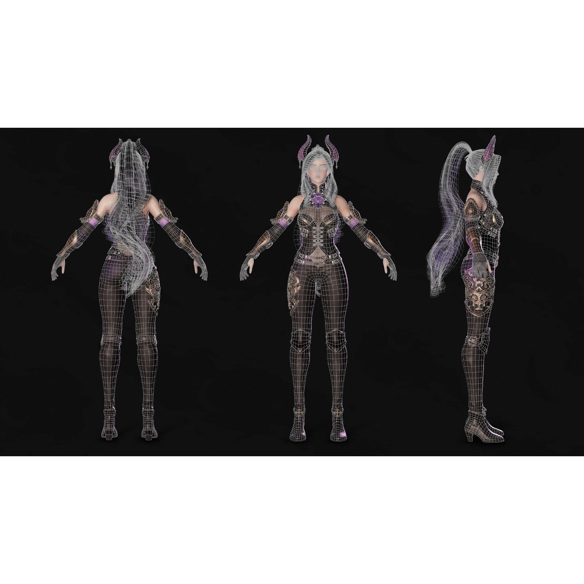 Demon Hunter Girl Nyx - Low-Poly Game-Ready 3D Model