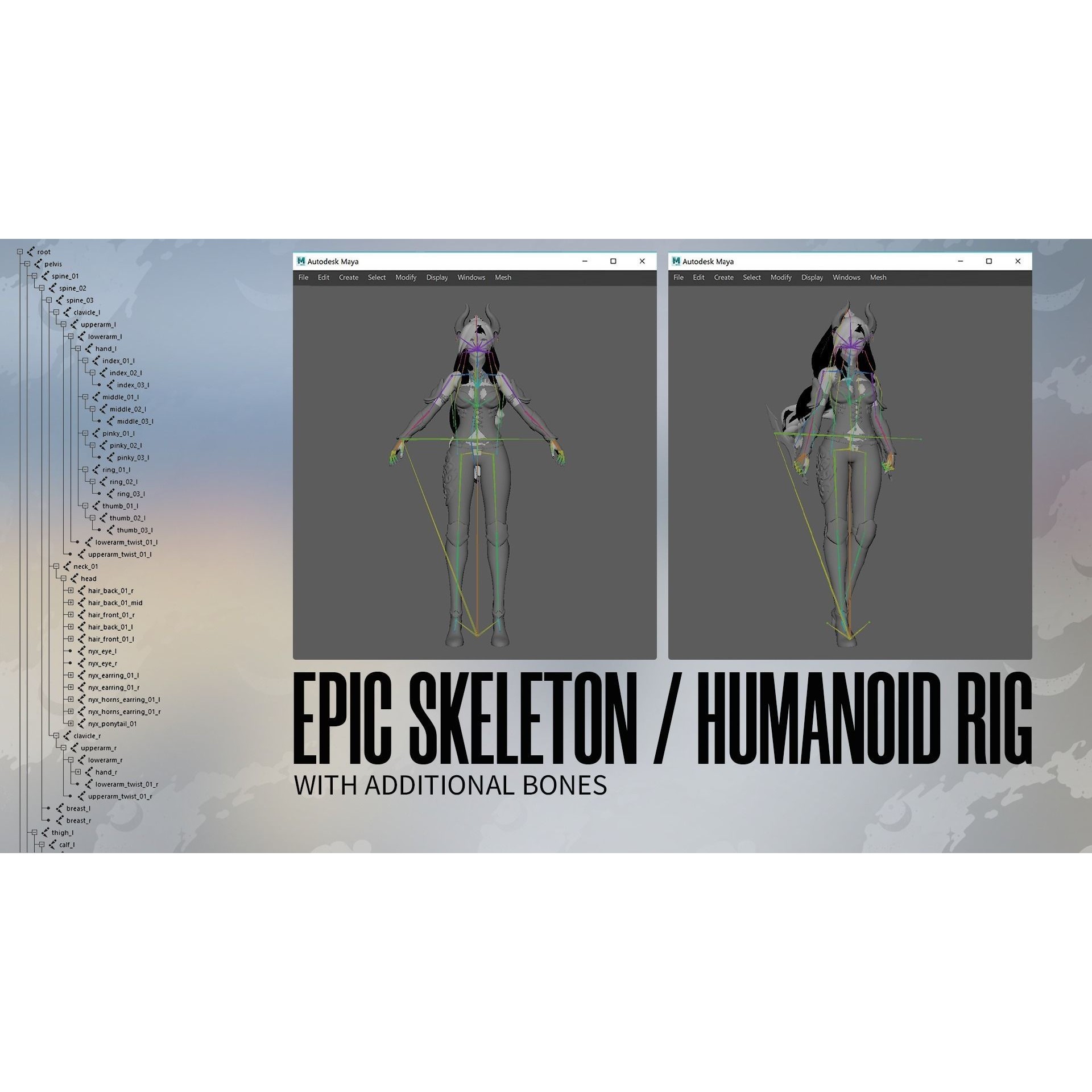 Demon Hunter Girl Nyx - Low-Poly Game-Ready 3D Model - View 14