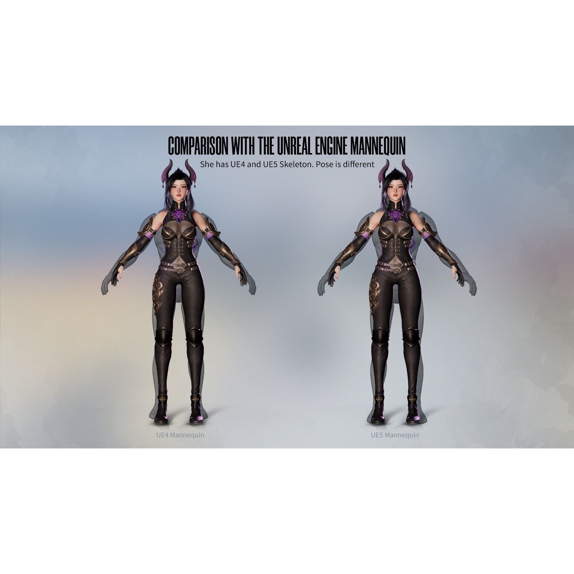 Demon Hunter Girl Nyx - Low-Poly Game-Ready 3D Model - View 15