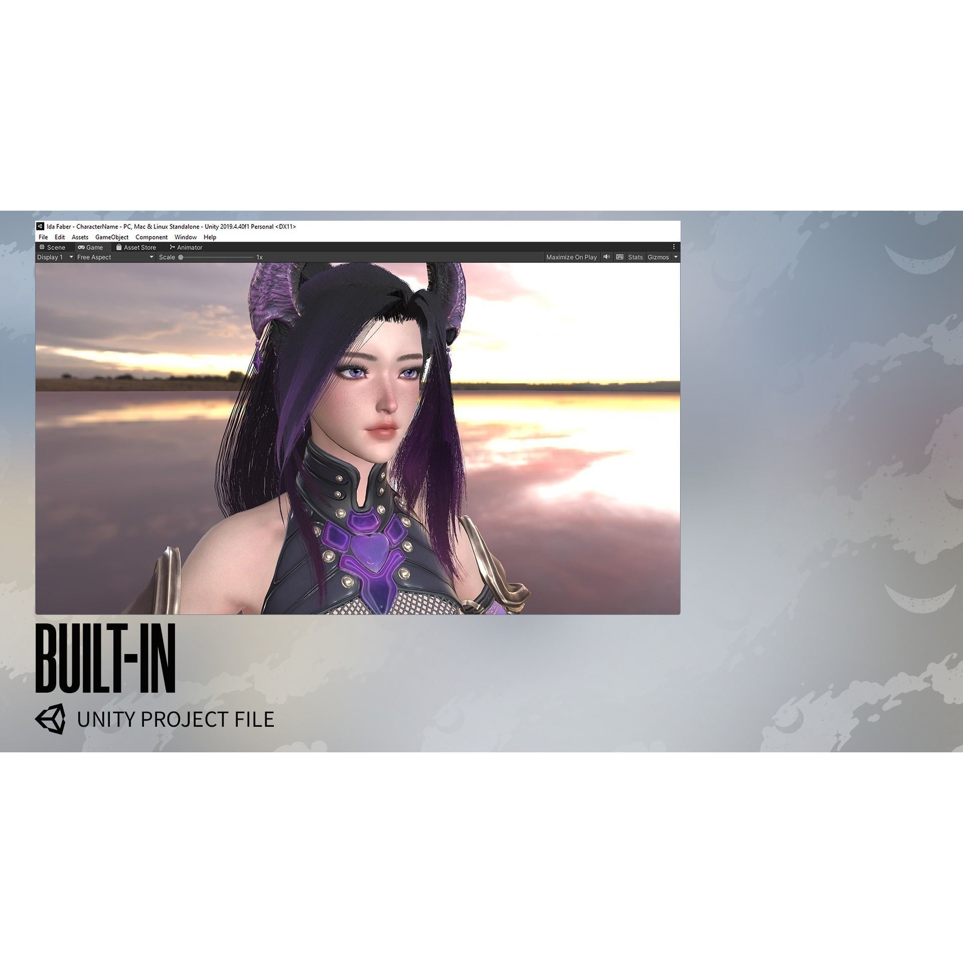 Demon Hunter Girl Nyx - Low-Poly Game-Ready 3D Model - View 21