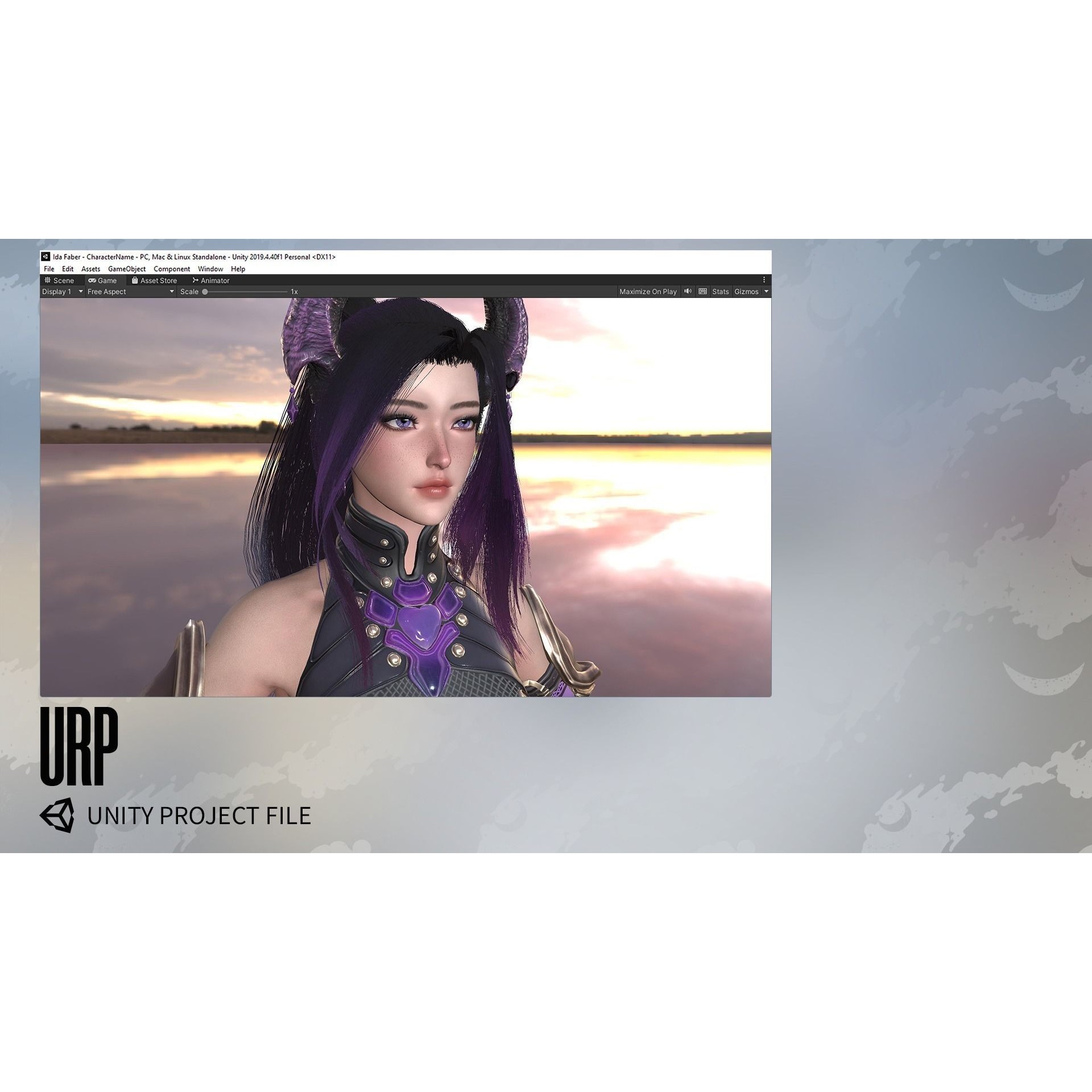 Demon Hunter Girl Nyx - Low-Poly Game-Ready 3D Model - View 22