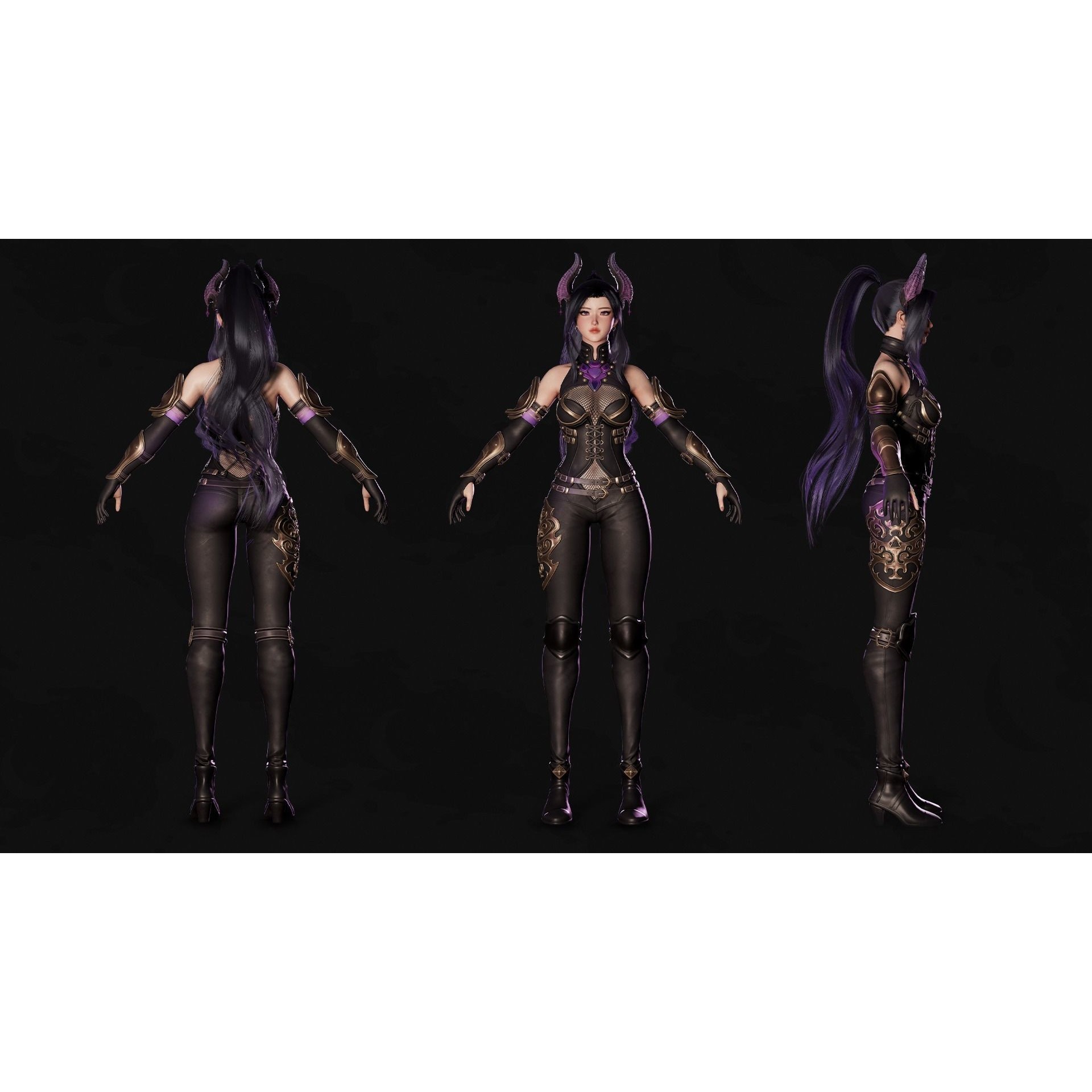 Demon Hunter Girl Nyx - Low-Poly Game-Ready 3D Model - View 24