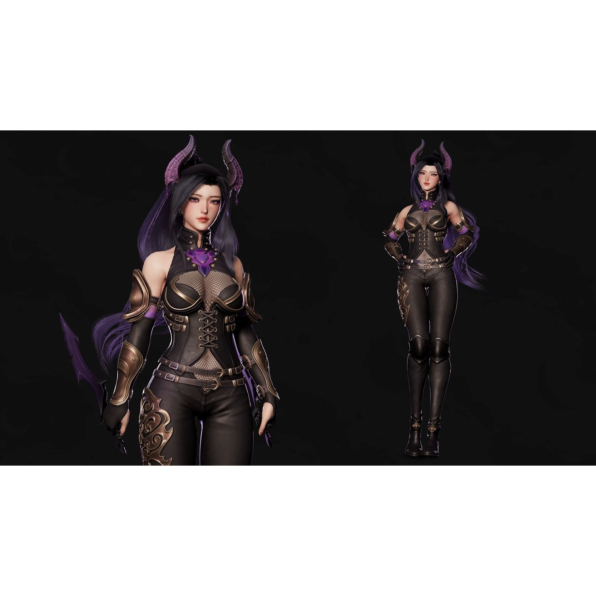 Demon Hunter Girl Nyx - Low-Poly Game-Ready 3D Model - View 3