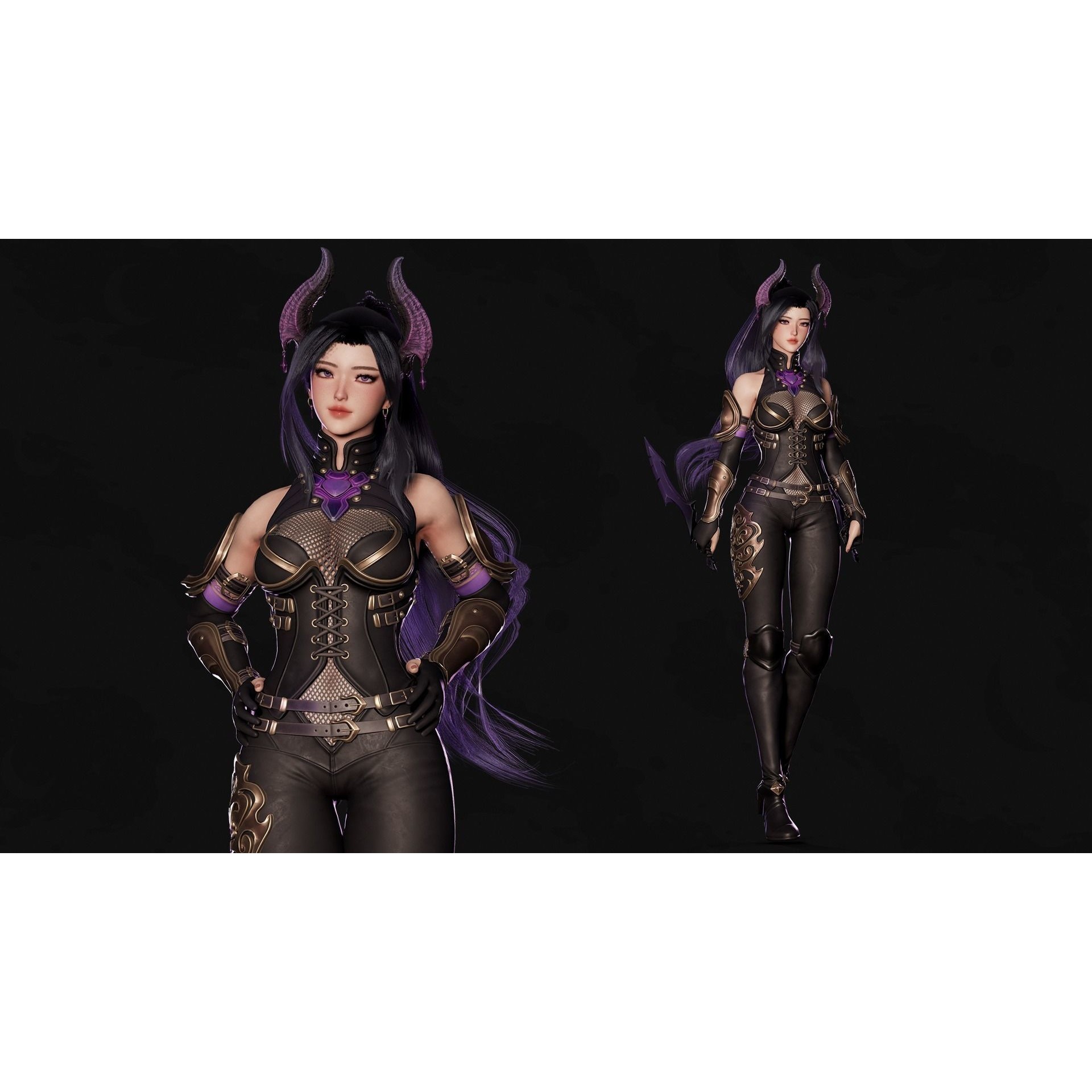 Demon Hunter Girl Nyx - Low-Poly Game-Ready 3D Model - View 4