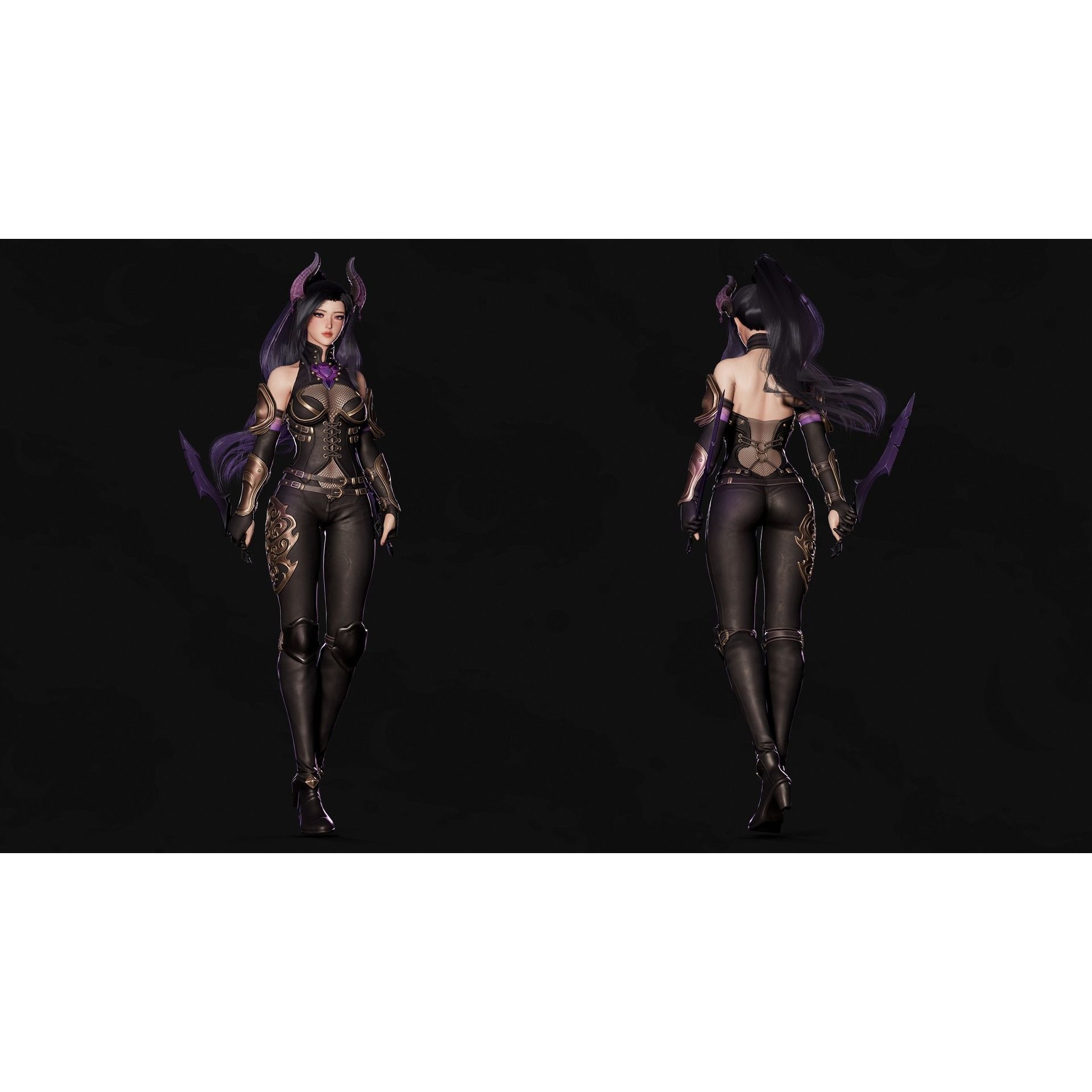 Demon Hunter Girl Nyx - Low-Poly Game-Ready 3D Model - View 5