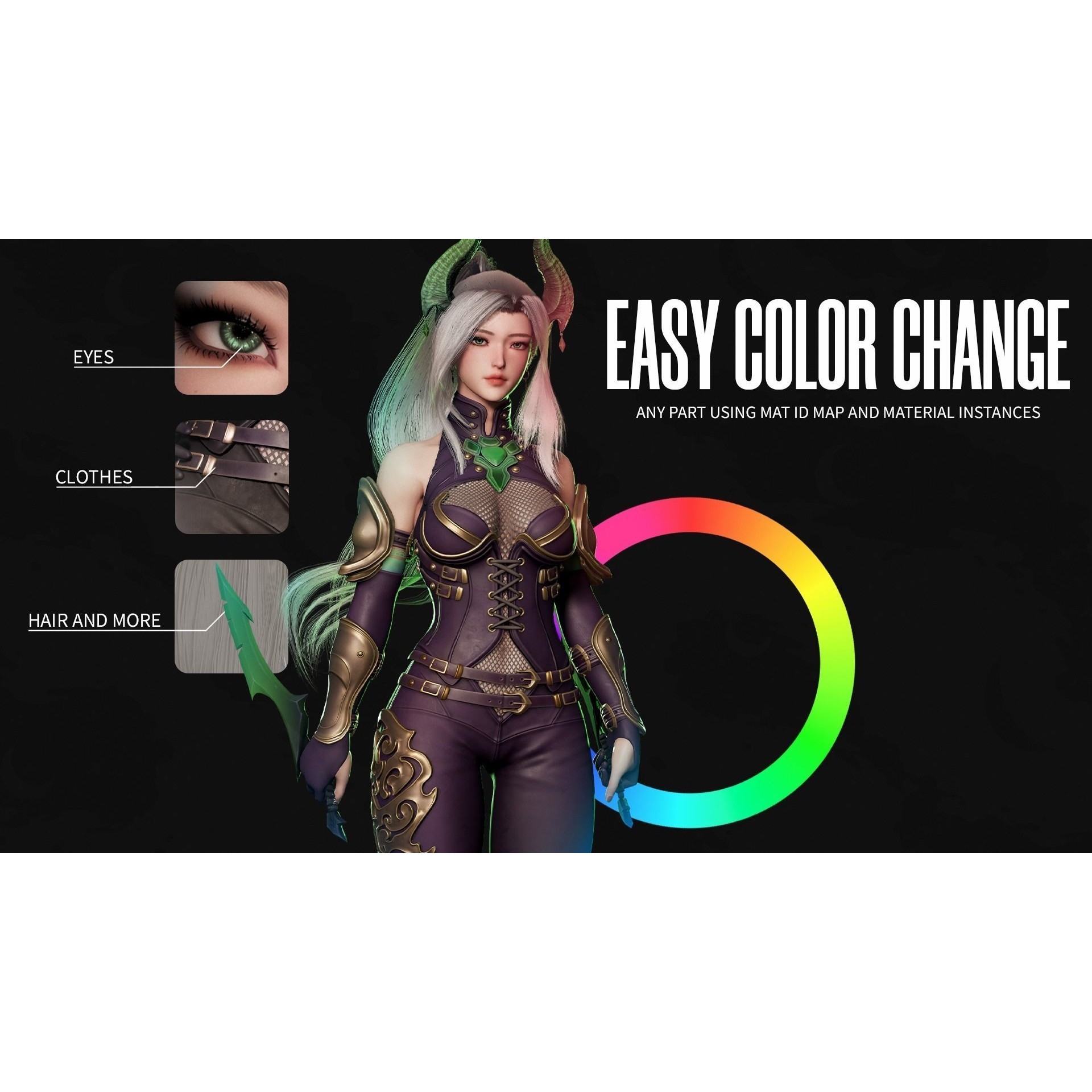 Demon Hunter Girl Nyx - Low-Poly Game-Ready 3D Model - View 6