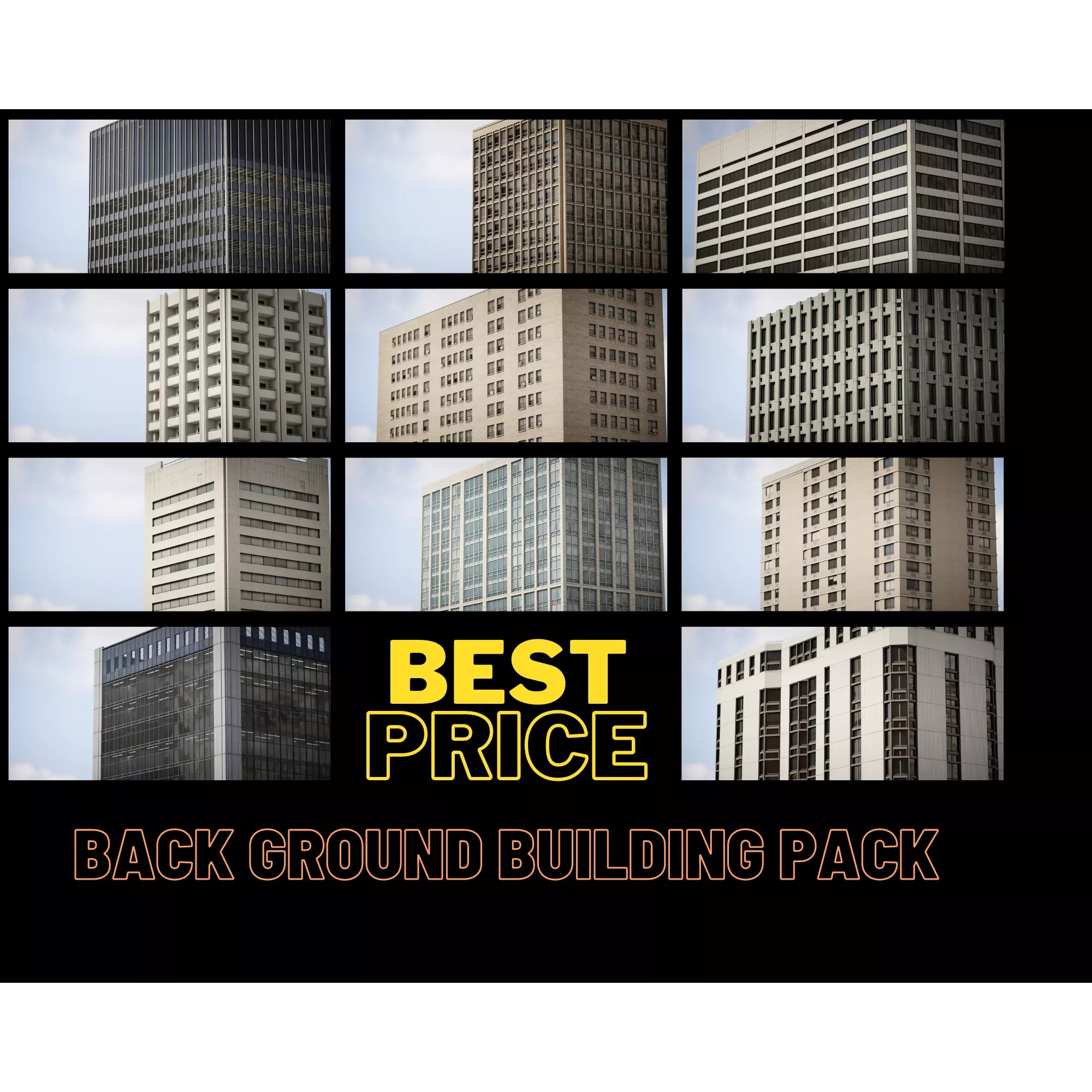 Background Building Pack - Low-Poly Game-Ready 3D Model - View 2