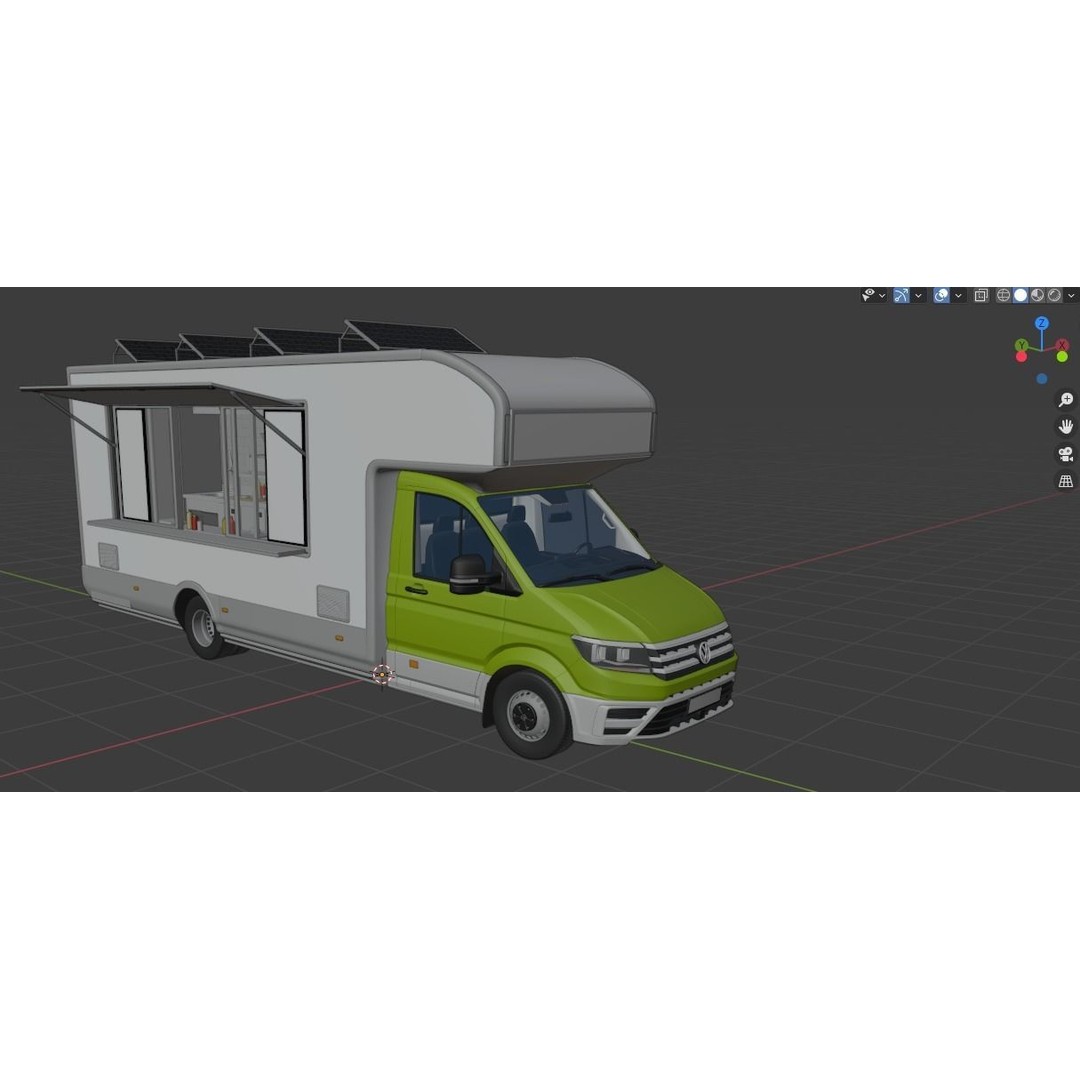 VW Crafter 2 MAXI Food Truck 3D Model – Detailed Commercial Vehicle, FBX