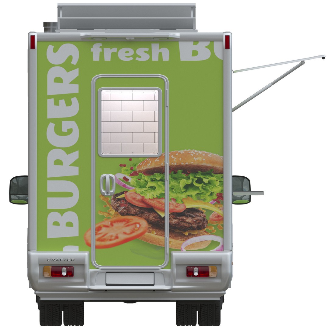 VW Crafter 2 MAXI Food Truck 3D Model – Detailed Commercial Vehicle, FBX - View 10