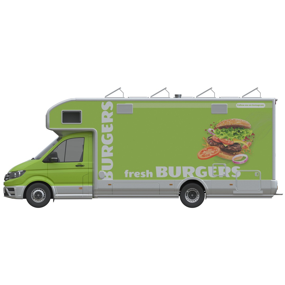 VW Crafter 2 MAXI Food Truck 3D Model – Detailed Commercial Vehicle, FBX - View 12
