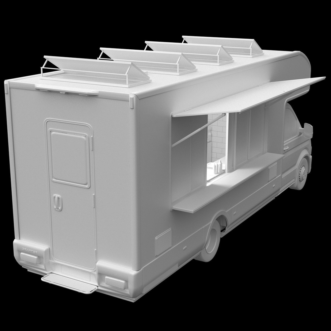 VW Crafter 2 MAXI Food Truck 3D Model – Detailed Commercial Vehicle, FBX - View 16