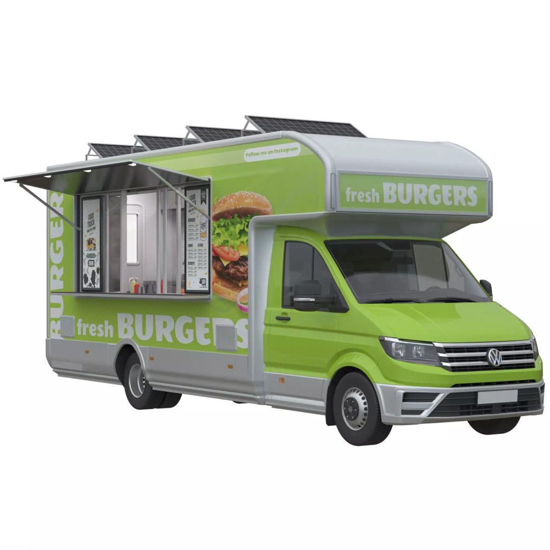 VW Crafter 2 MAXI Food Truck 3D Model – Detailed Commercial Vehicle, FBX - View 2