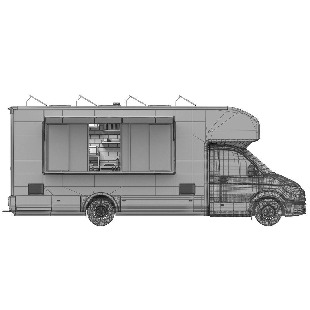 VW Crafter 2 MAXI Food Truck 3D Model – Detailed Commercial Vehicle, FBX - View 21