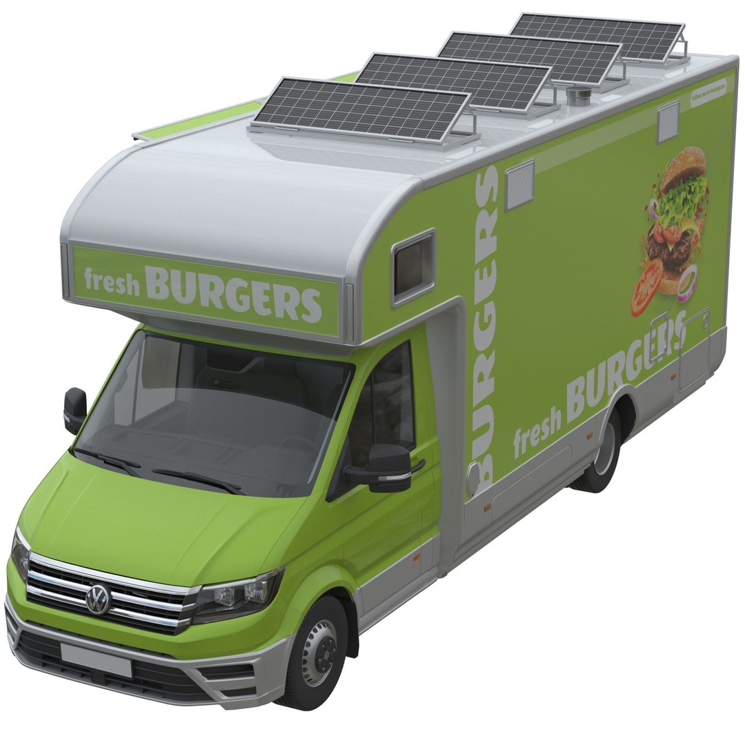 VW Crafter 2 MAXI Food Truck 3D Model – Detailed Commercial Vehicle, FBX - View 5