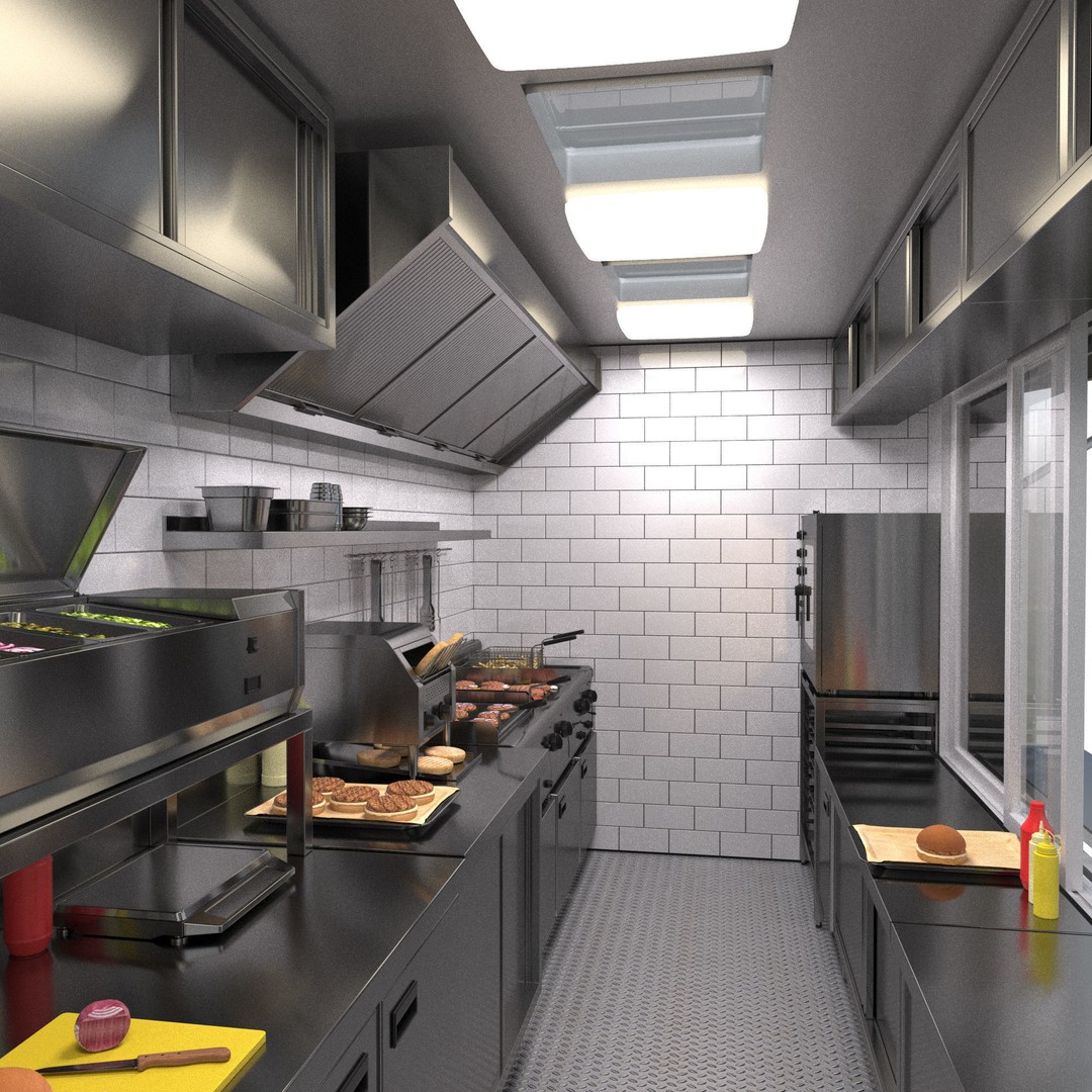 VW Crafter 2 MAXI Food Truck 3D Model – Detailed Commercial Vehicle, FBX - View 7