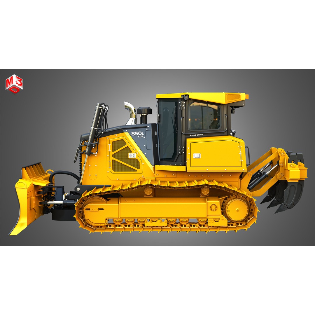 John Deere 850L LGP Crawler Dozer 3D Model – High Poly PBR Asset, FBX, OBJ - View 6