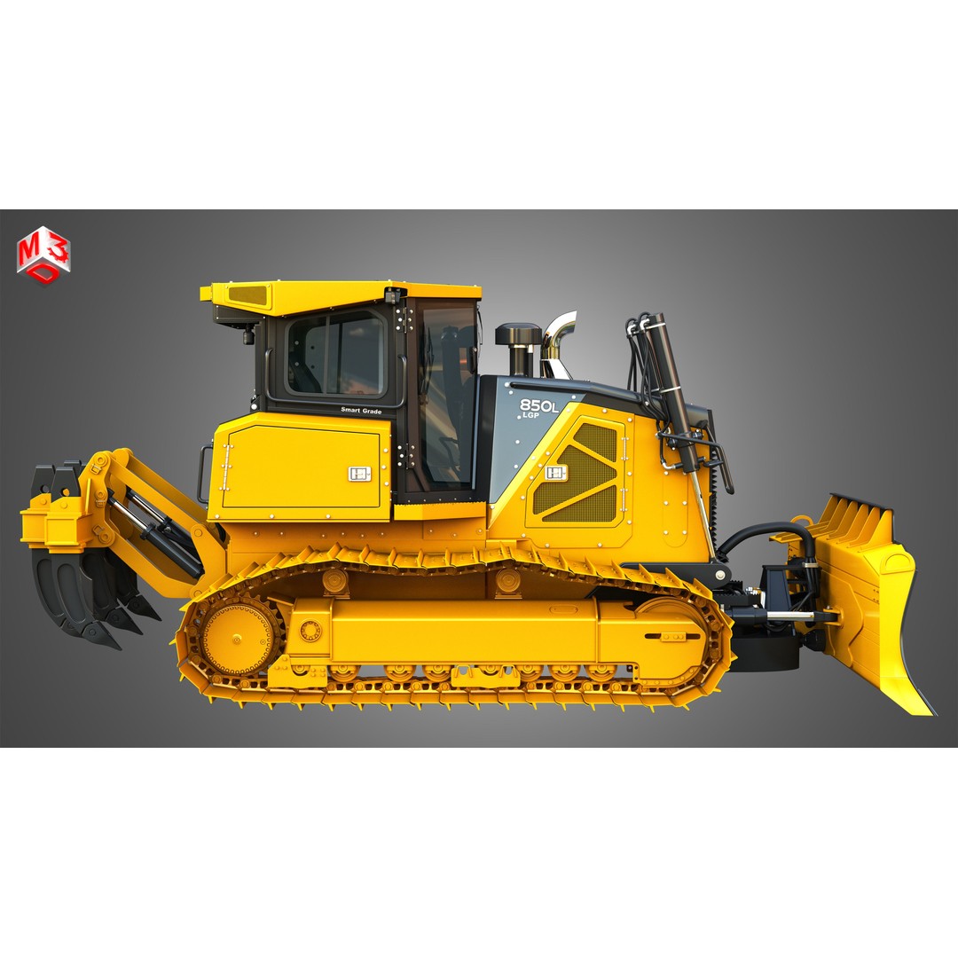 John Deere 850L LGP Crawler Dozer 3D Model – High Poly PBR Asset, FBX, OBJ - View 7