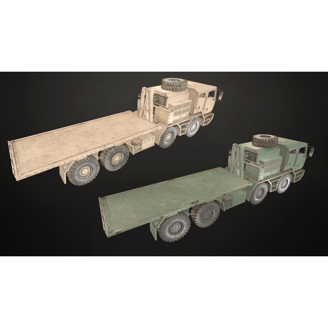 Heavy Military Truck 3D Model – Low Poly Game Ready Asset, FBX, OBJ - View 11