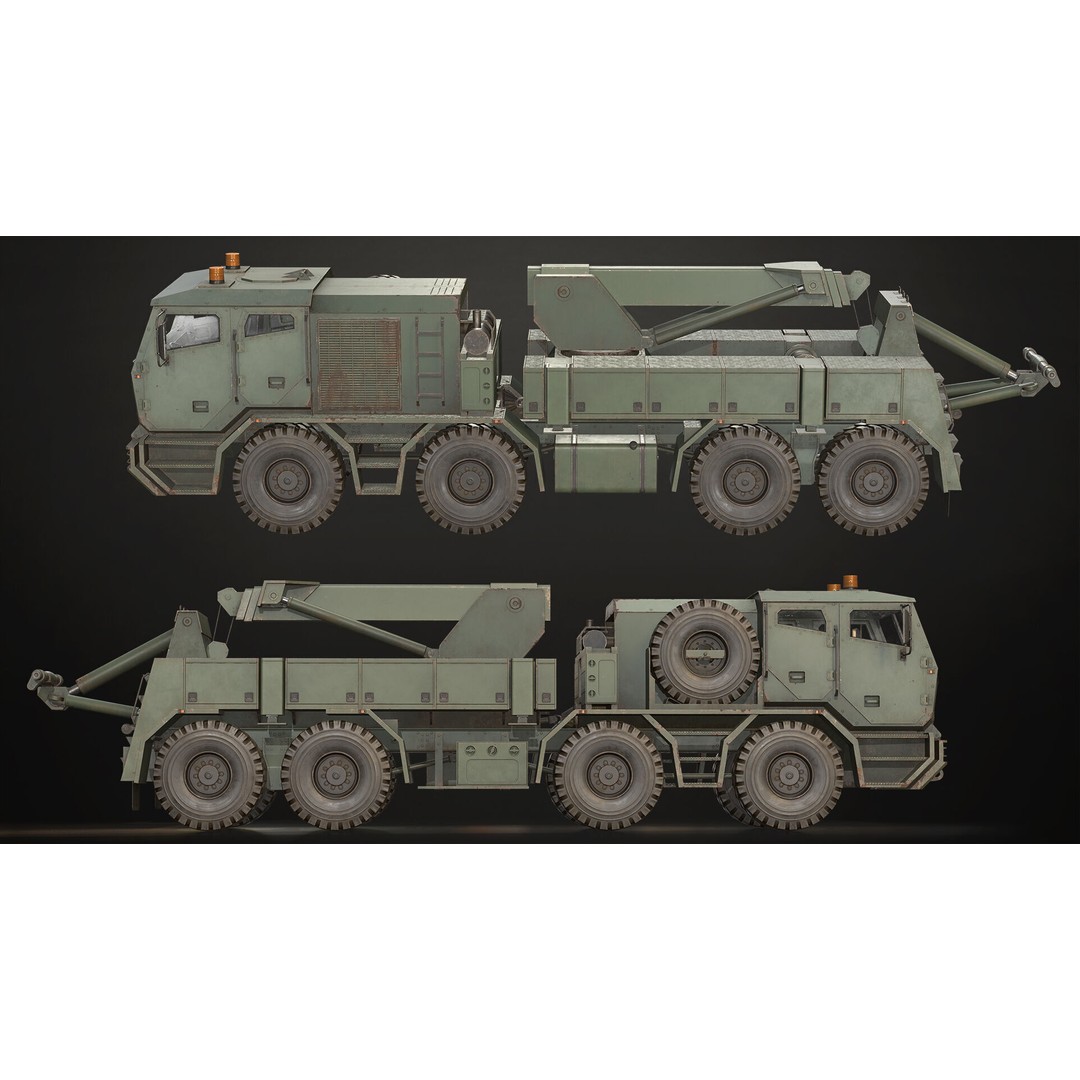 Heavy Military Truck 3D Model – Low Poly Game Ready Asset, FBX, OBJ - View 19