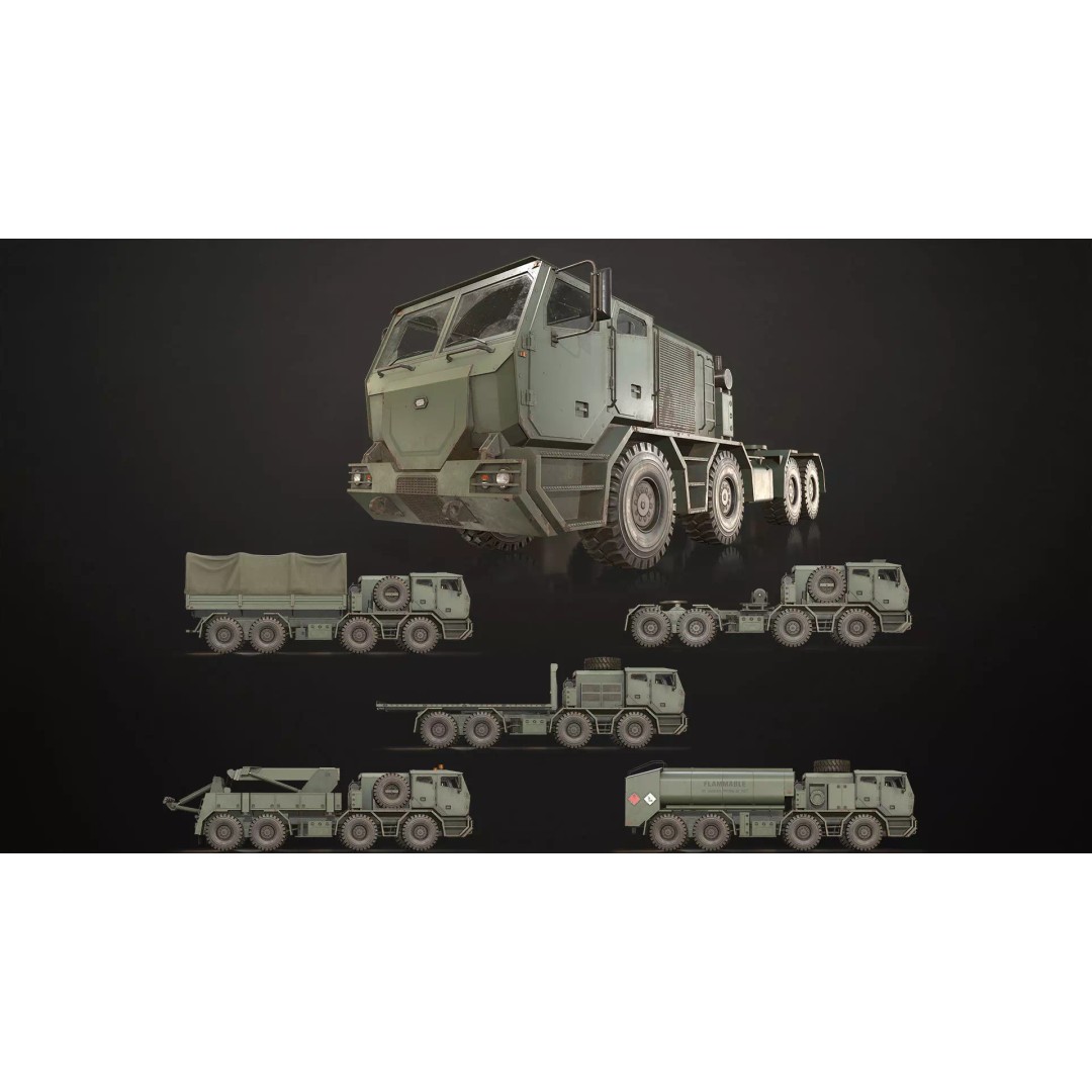 Heavy Military Truck 3D Model – Low Poly Game Ready Asset, FBX, OBJ - View 2