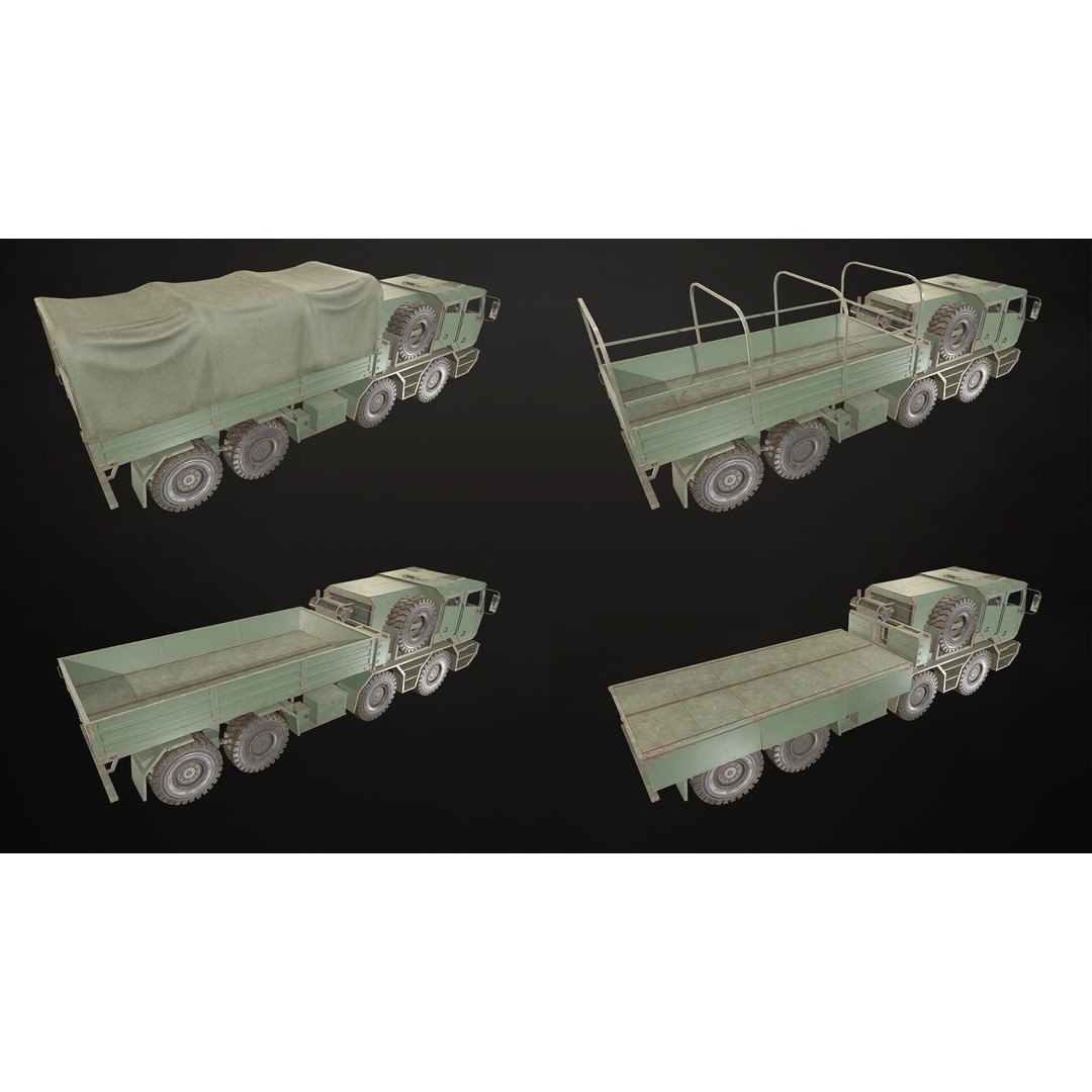 Heavy Military Truck 3D Model – Low Poly Game Ready Asset, FBX, OBJ - View 20