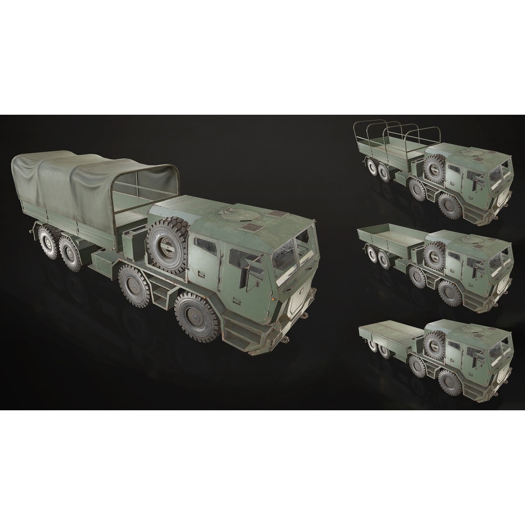 Heavy Military Truck 3D Model – Low Poly Game Ready Asset, FBX, OBJ - View 22