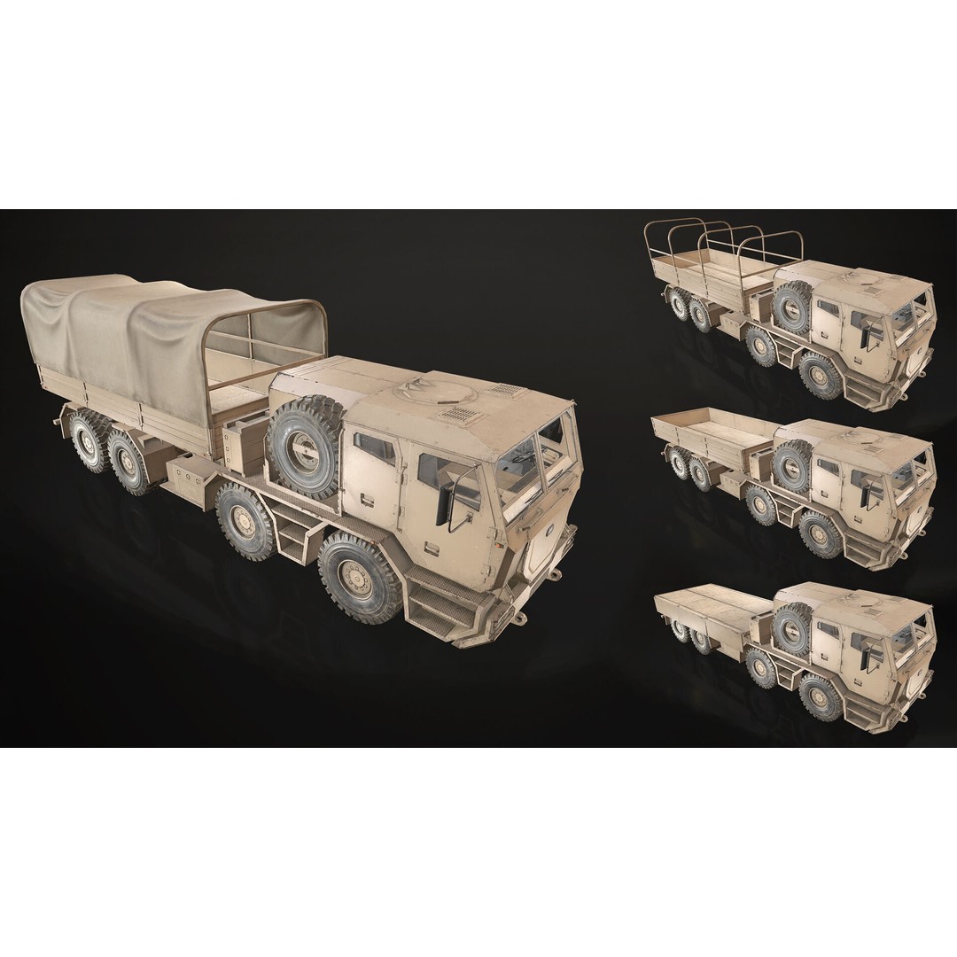 Heavy Military Truck 3D Model – Low Poly Game Ready Asset, FBX, OBJ - View 23